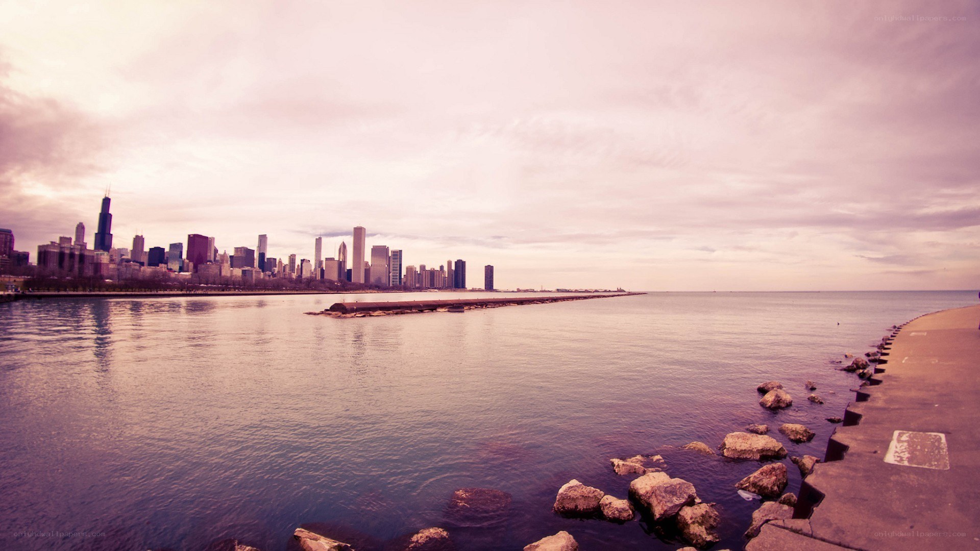 Chicago skyline at dusk