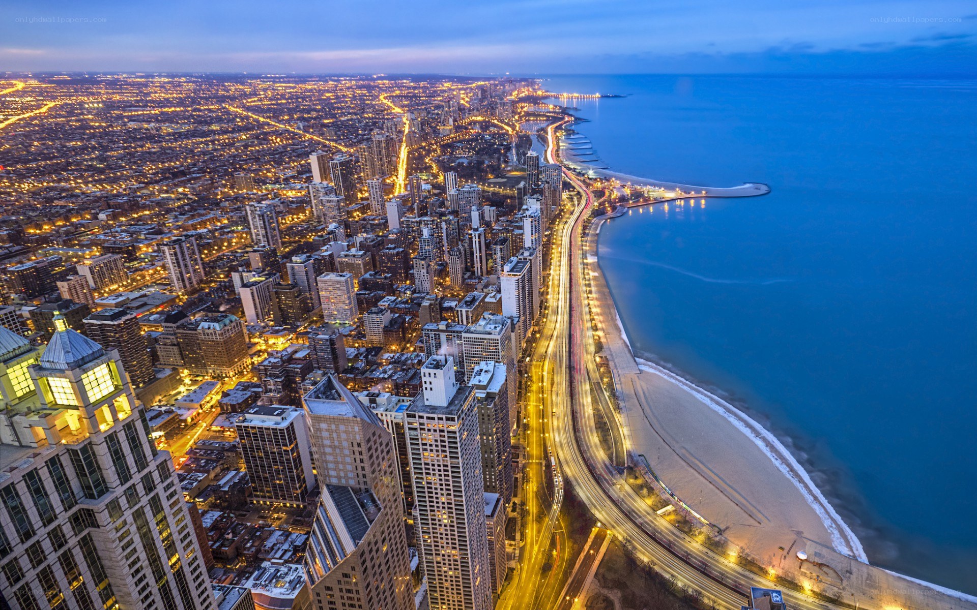 Chicago skyline at dusk