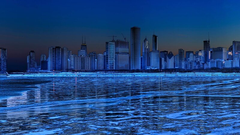 Chicago skyline at dusk