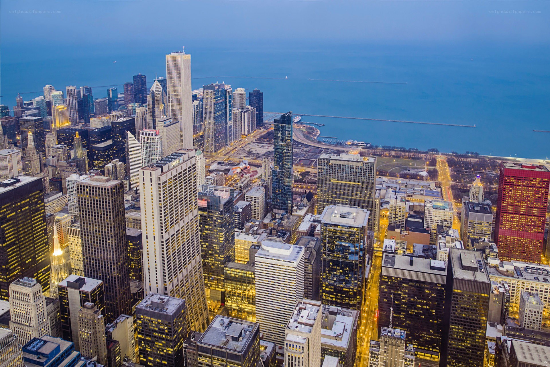 Chicago skyline at dusk