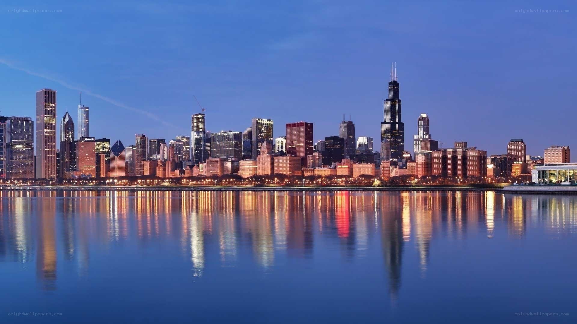 Chicago skyline at dusk