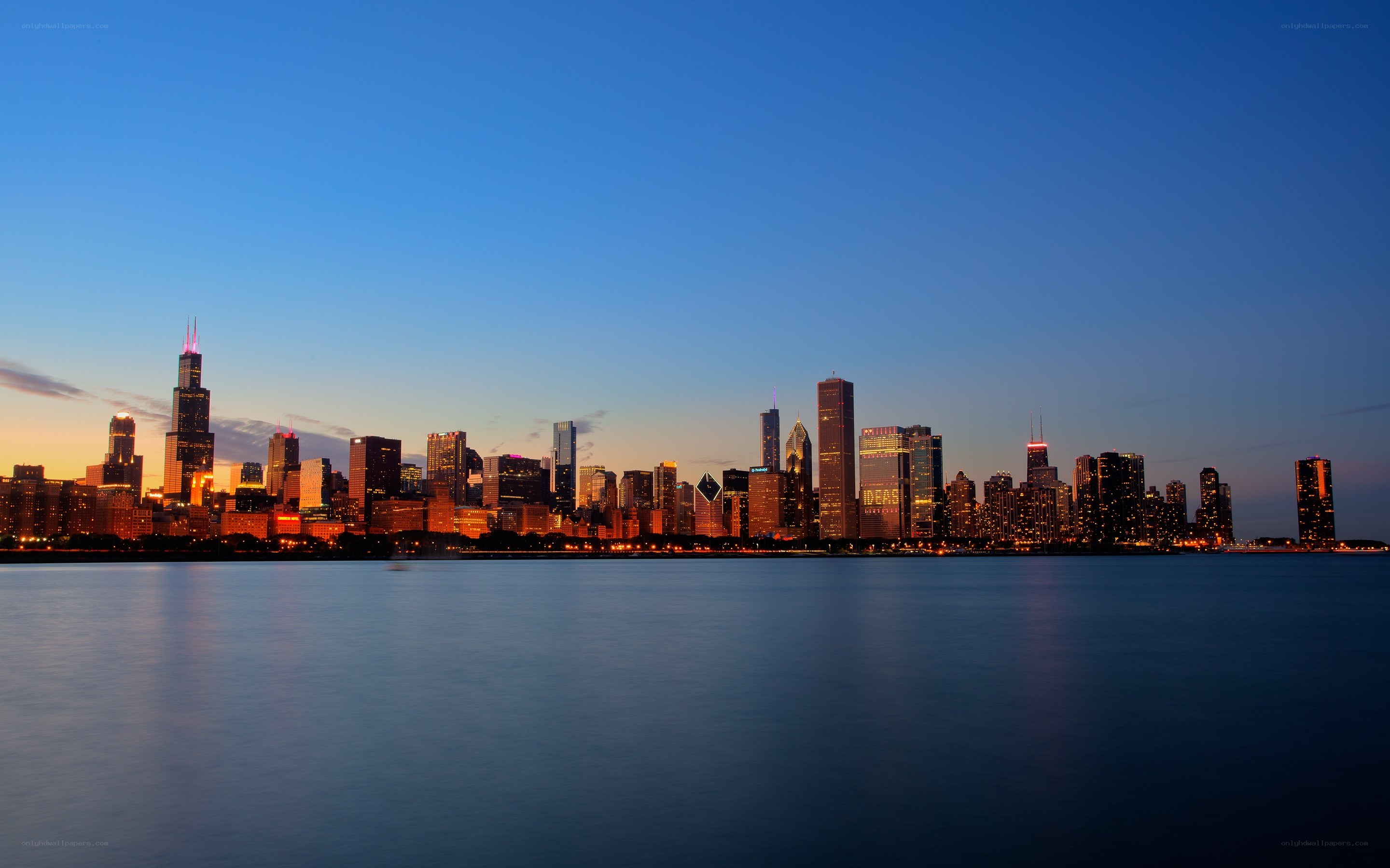 Chicago skyline at dusk