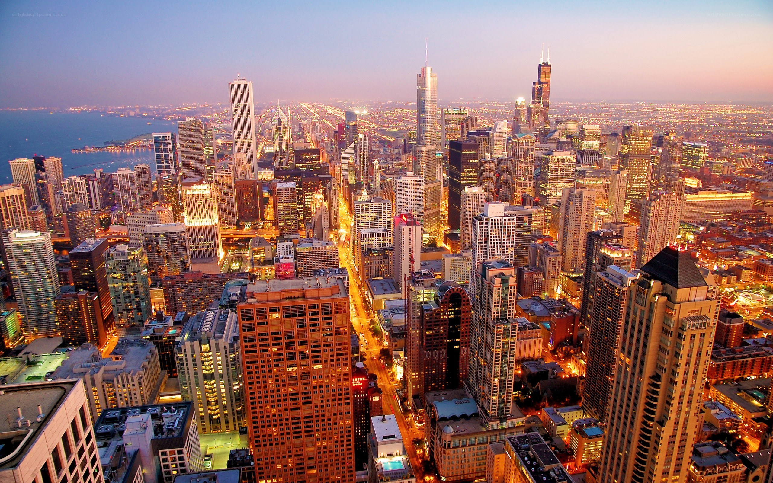 Chicago skyline at dusk