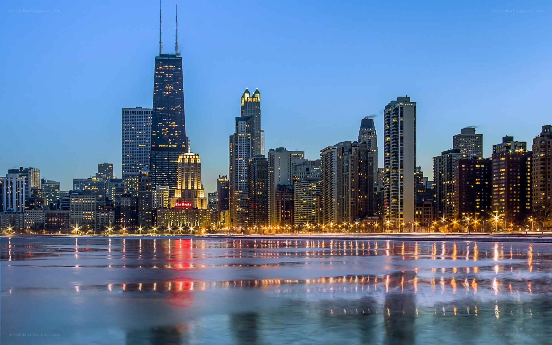 Chicago skyline at dusk