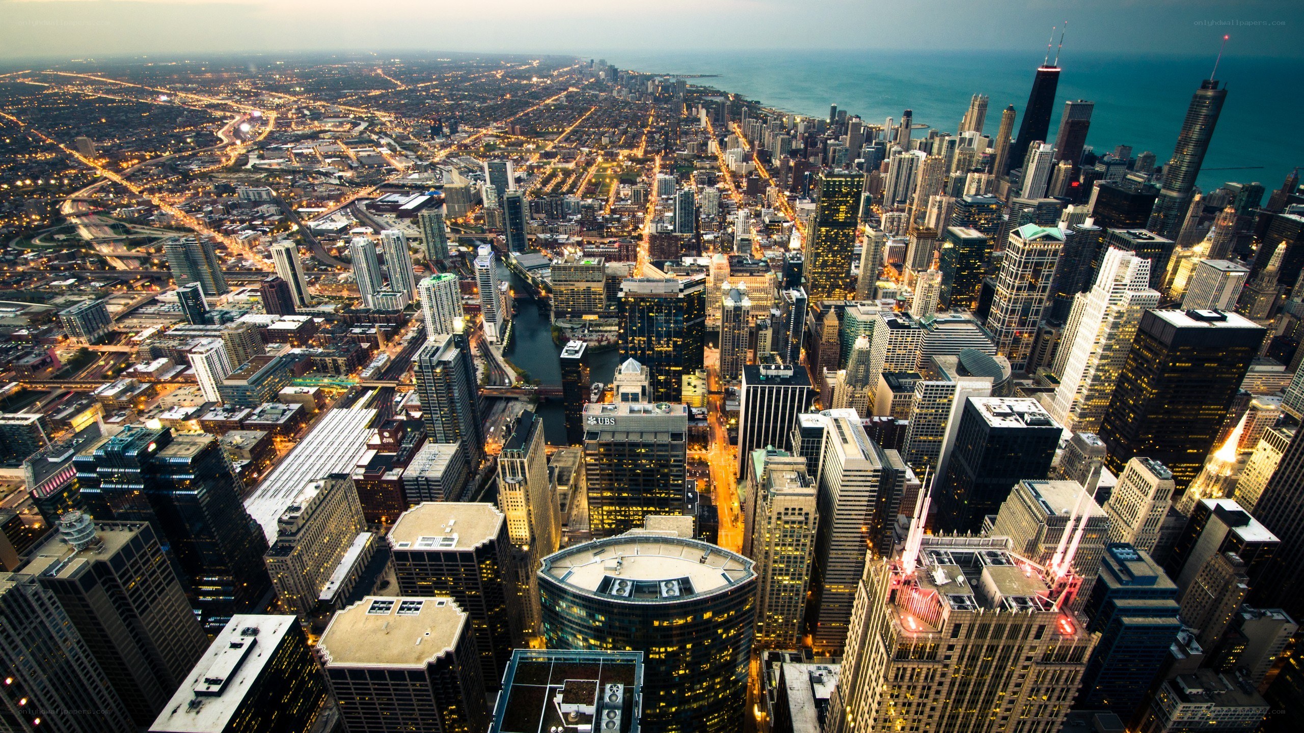 Chicago skyline at dusk