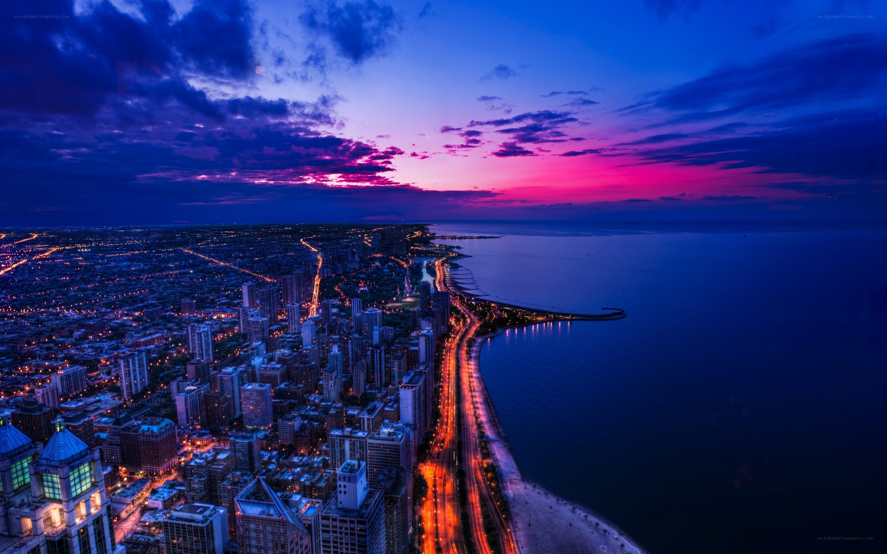 Chicago skyline at dusk