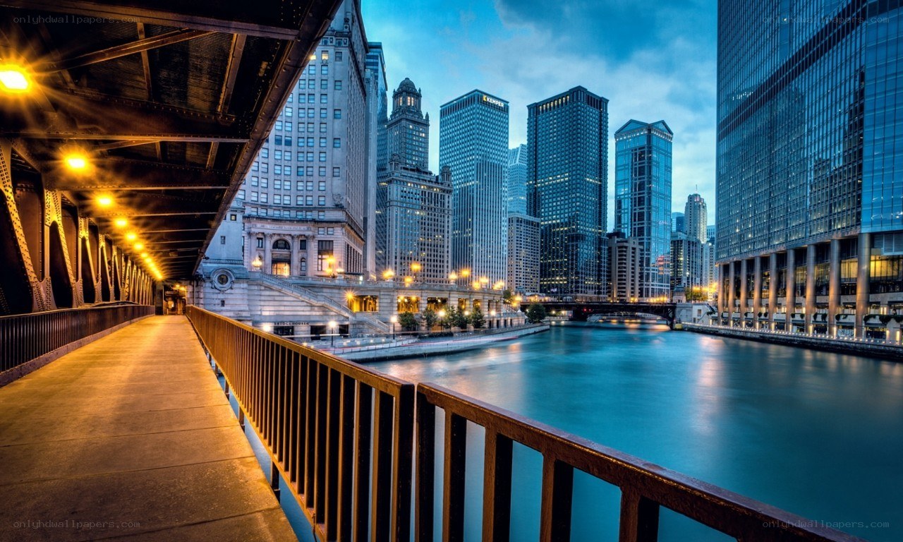 Chicago skyline at dusk