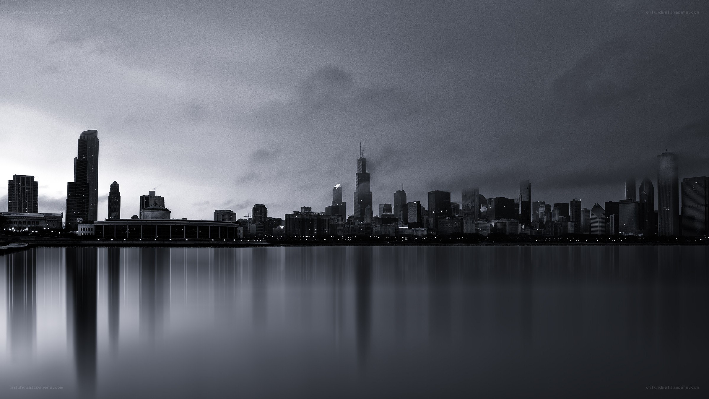 Chicago skyline at dusk