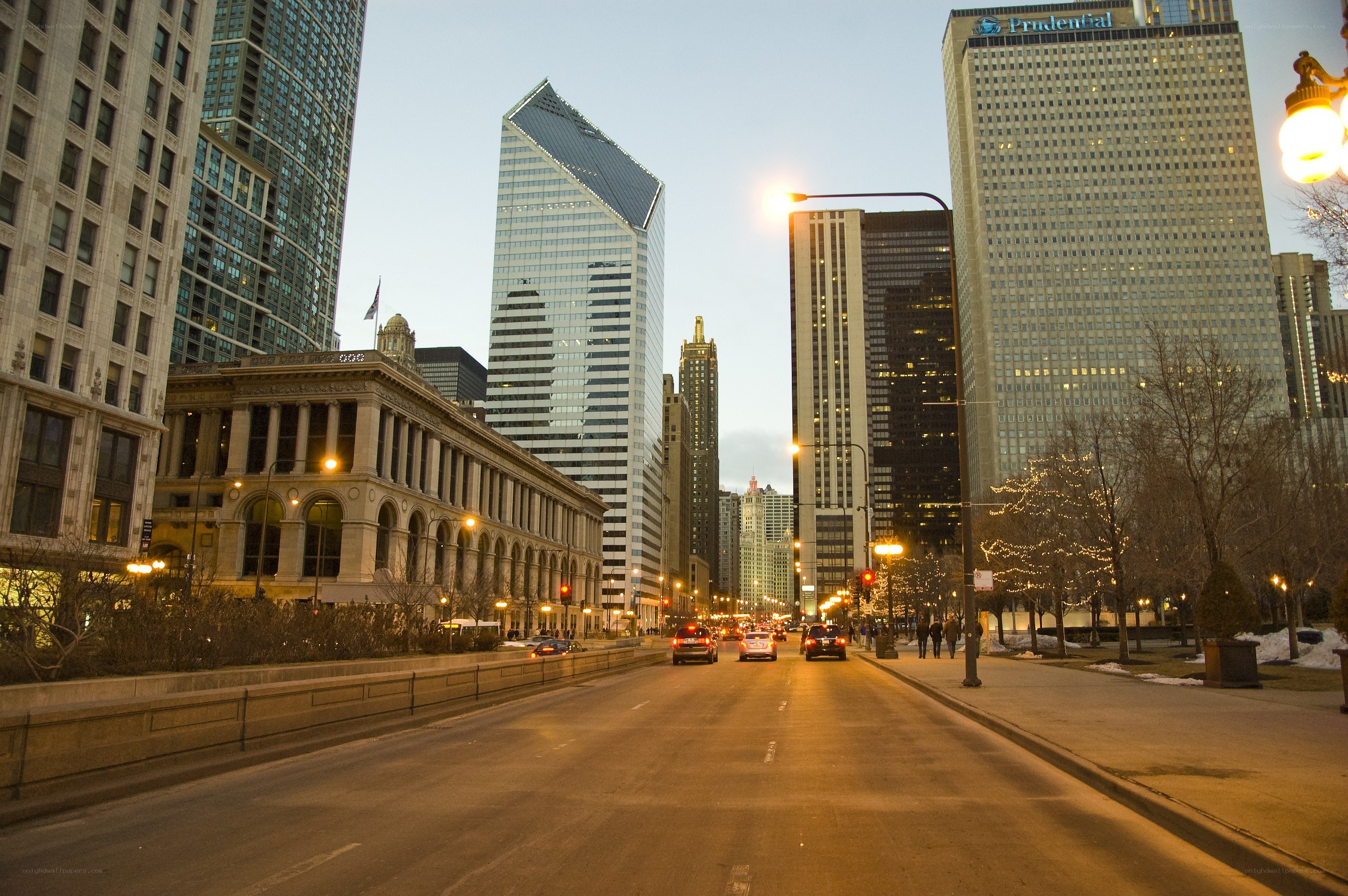 Chicago skyline at dusk