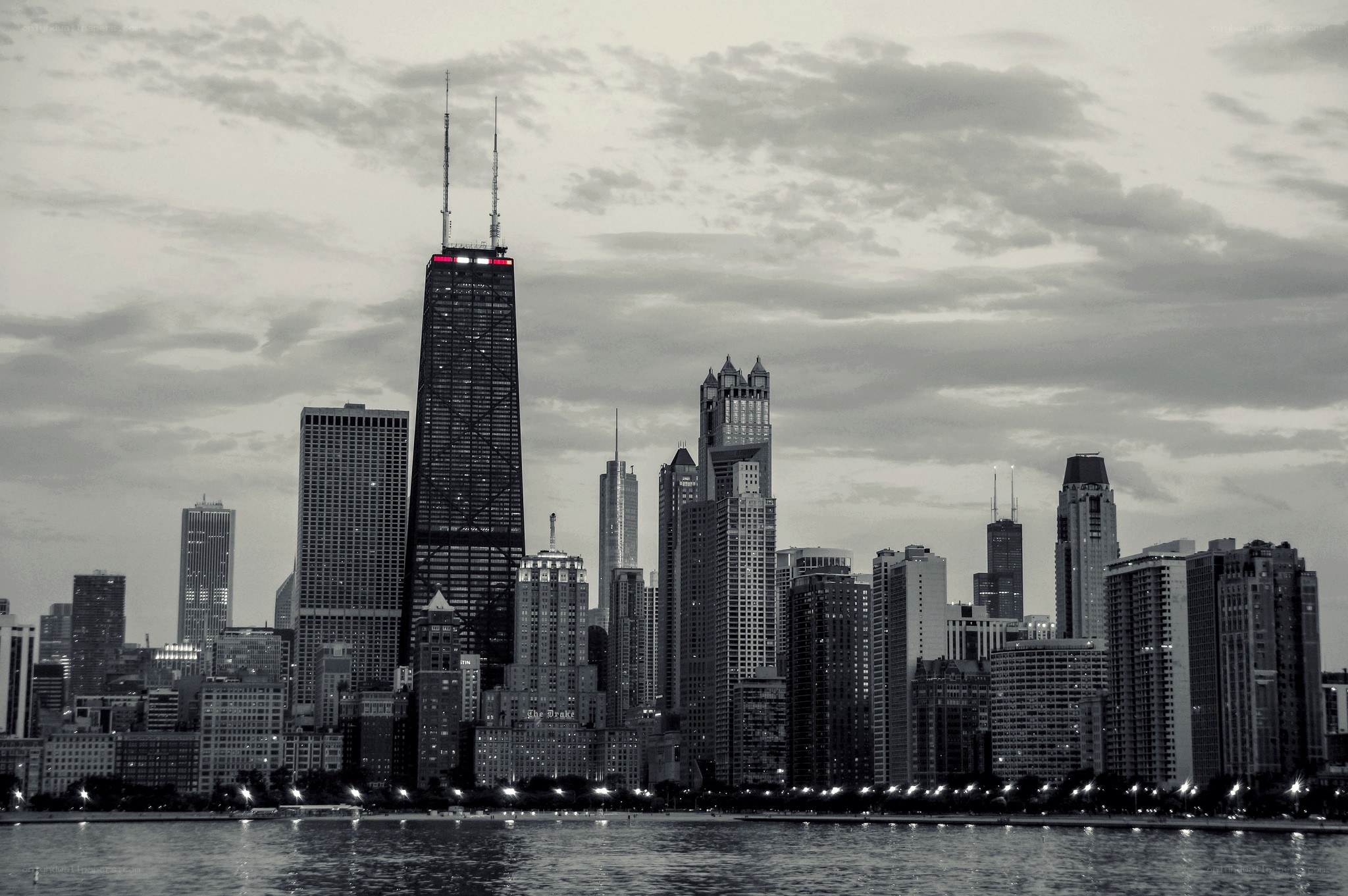 Chicago skyline at dusk