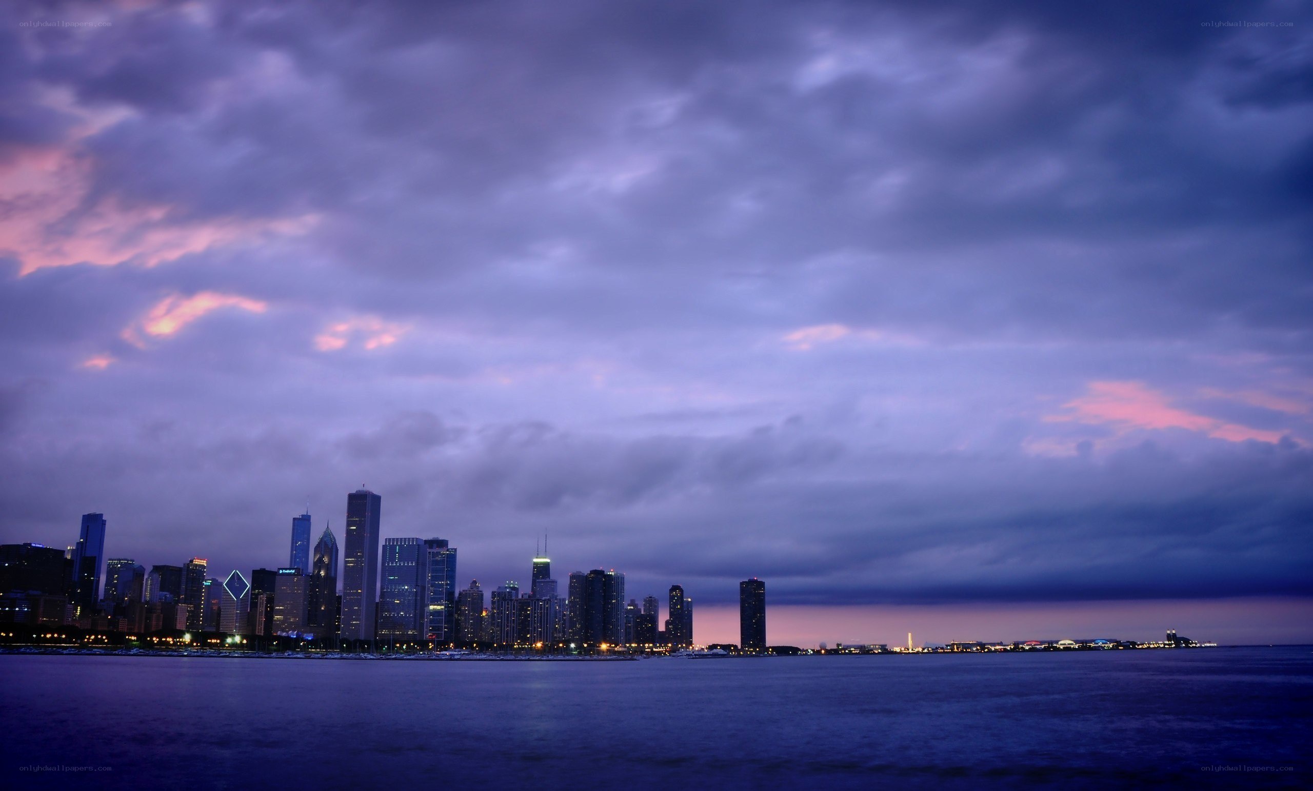 Chicago skyline at dusk