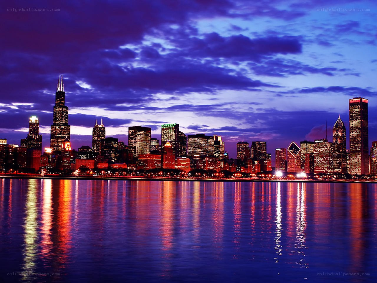 Chicago skyline at dusk