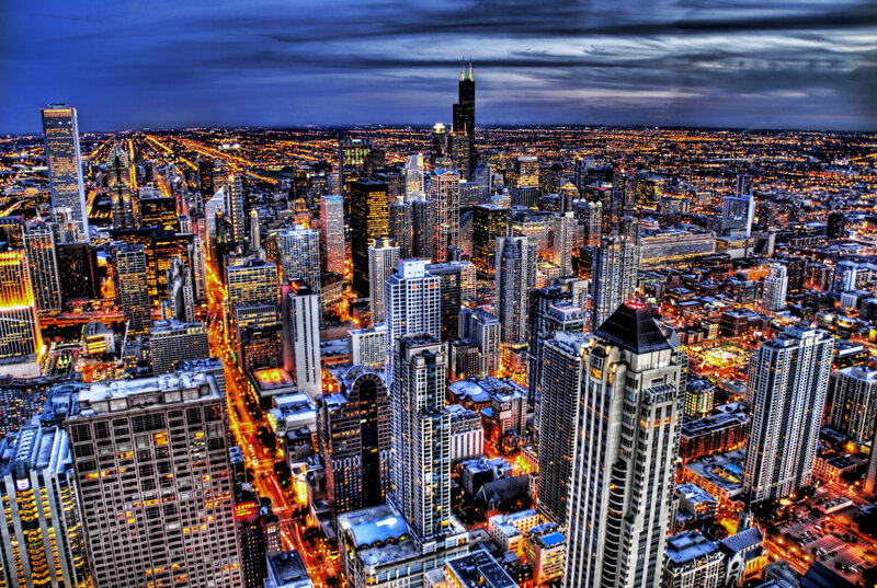 Chicago skyline at dusk