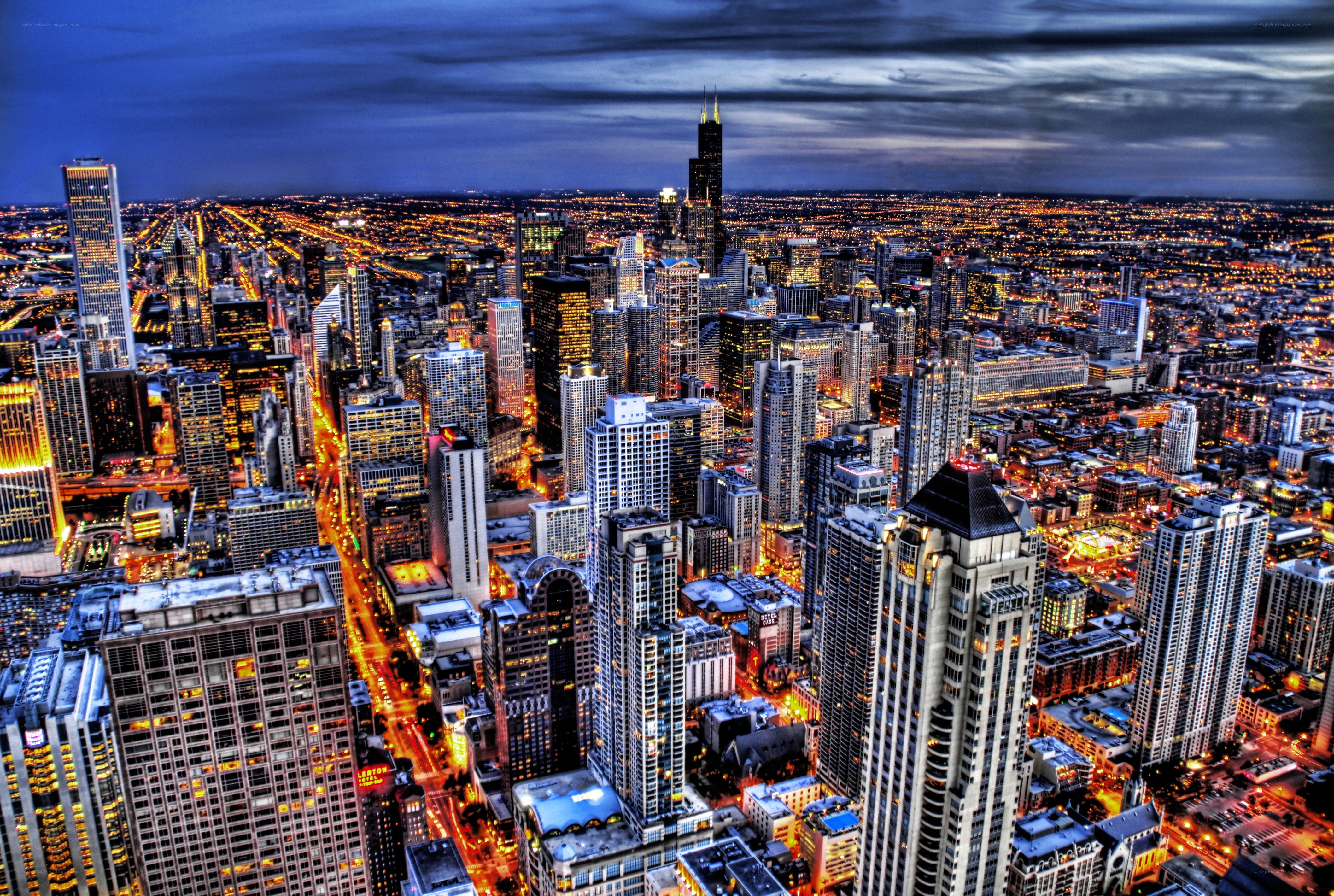 Chicago skyline at dusk