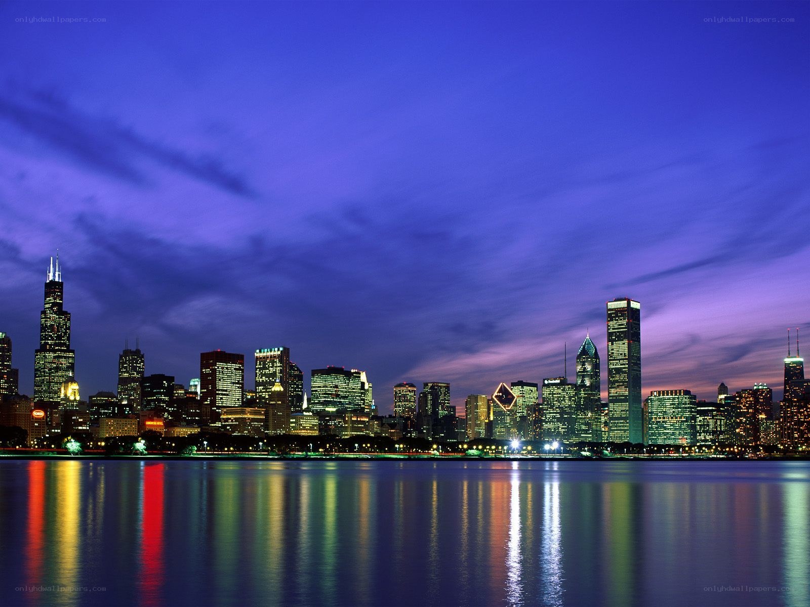 Chicago skyline at dusk