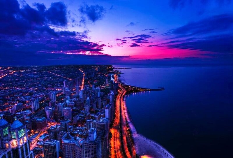 Chicago skyline at dusk