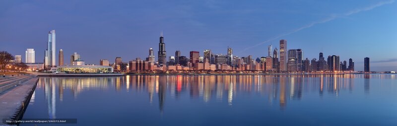 Chicago skyline at dusk