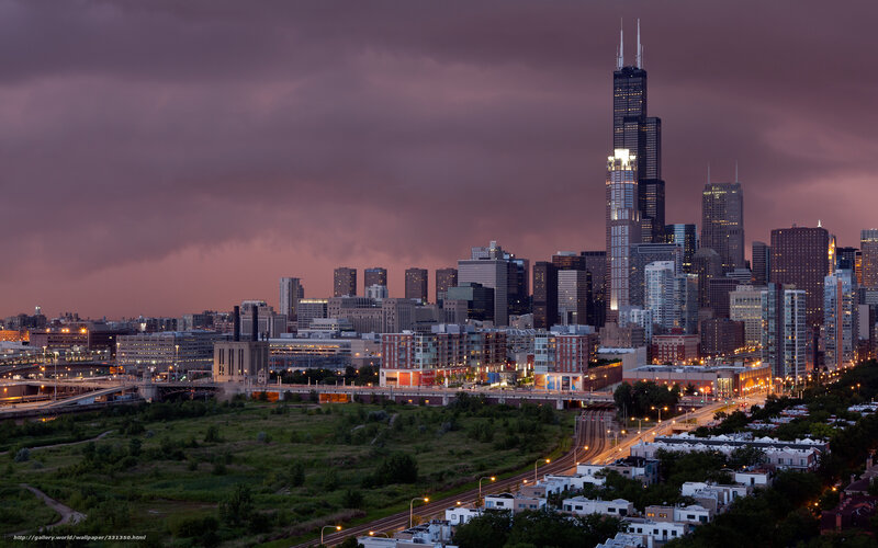 Chicago skyline at dusk