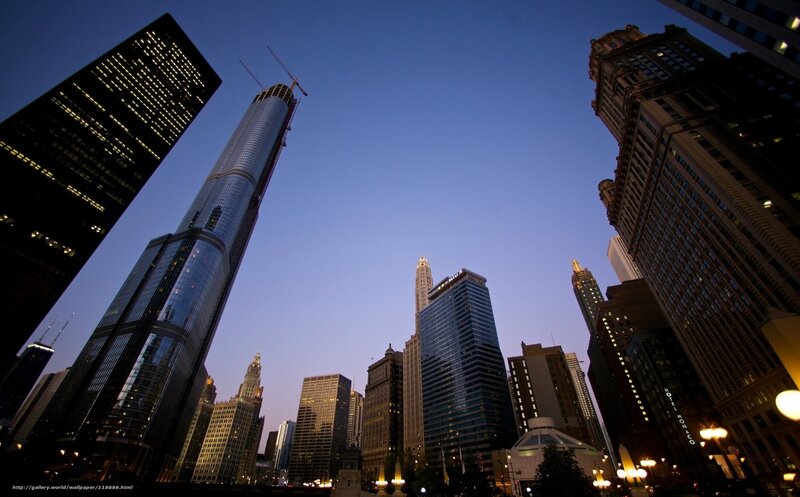 Chicago skyline at dusk