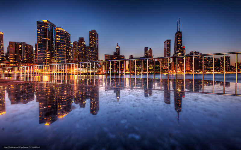 Chicago skyline at dusk
