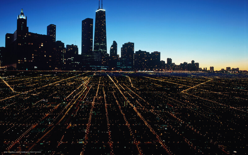 Chicago skyline at dusk