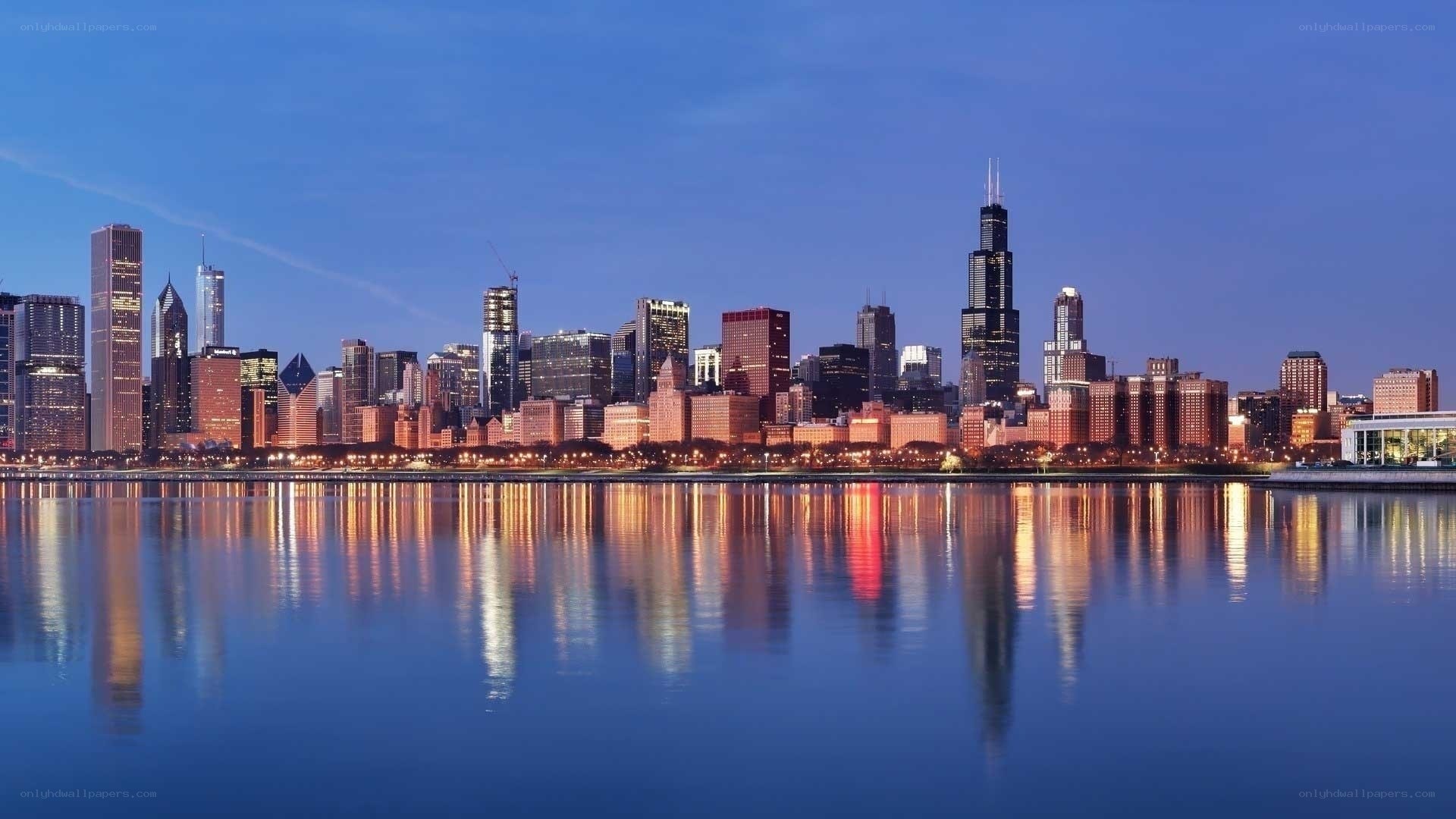 Chicago skyline at dusk