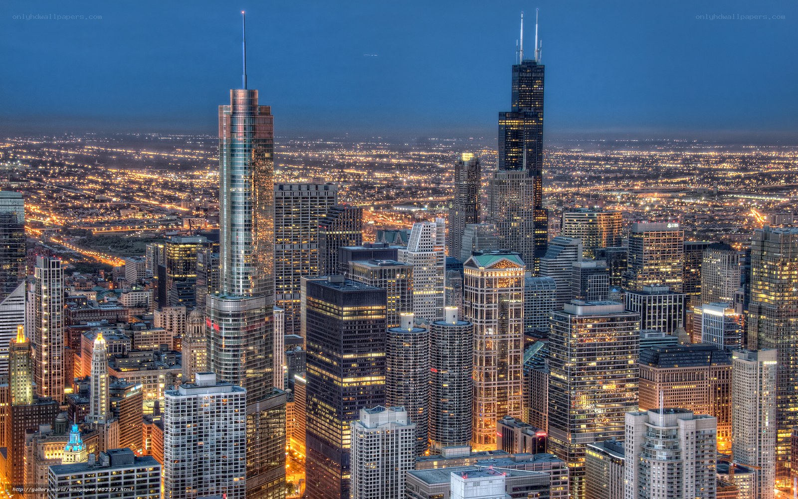 Chicago skyline at dusk