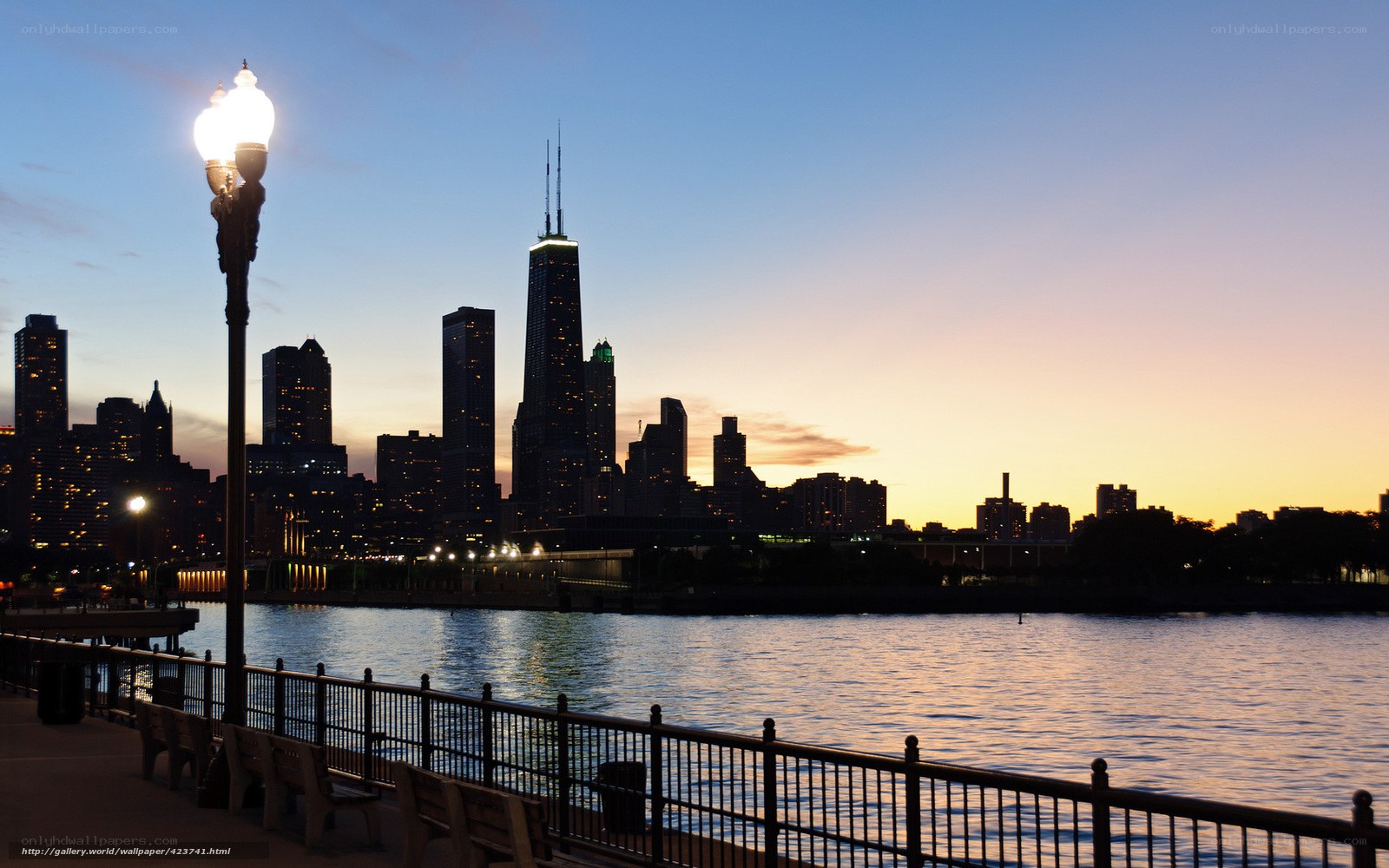 Chicago skyline at dusk