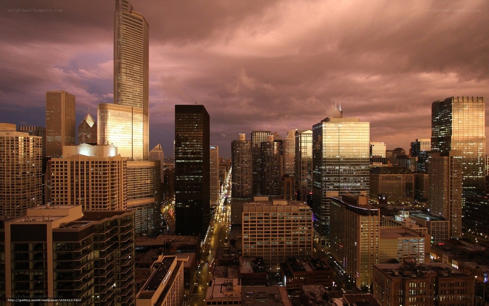 Chicago skyline at dusk