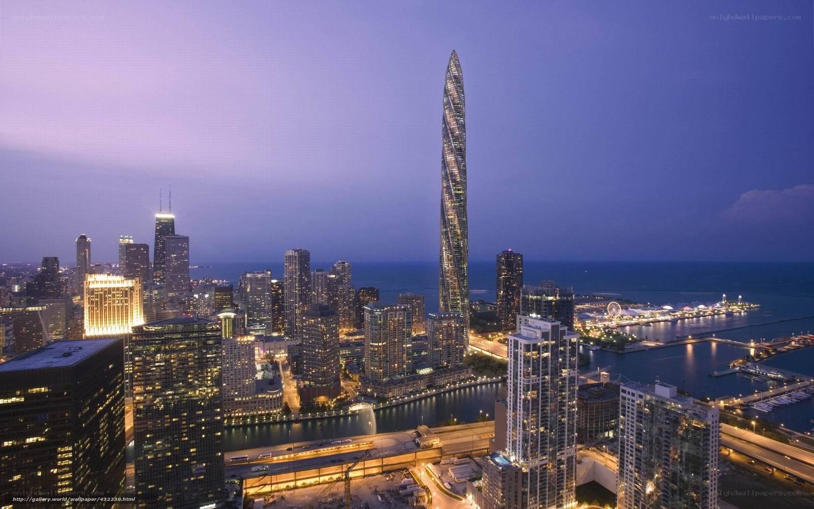 Chicago skyline at dusk