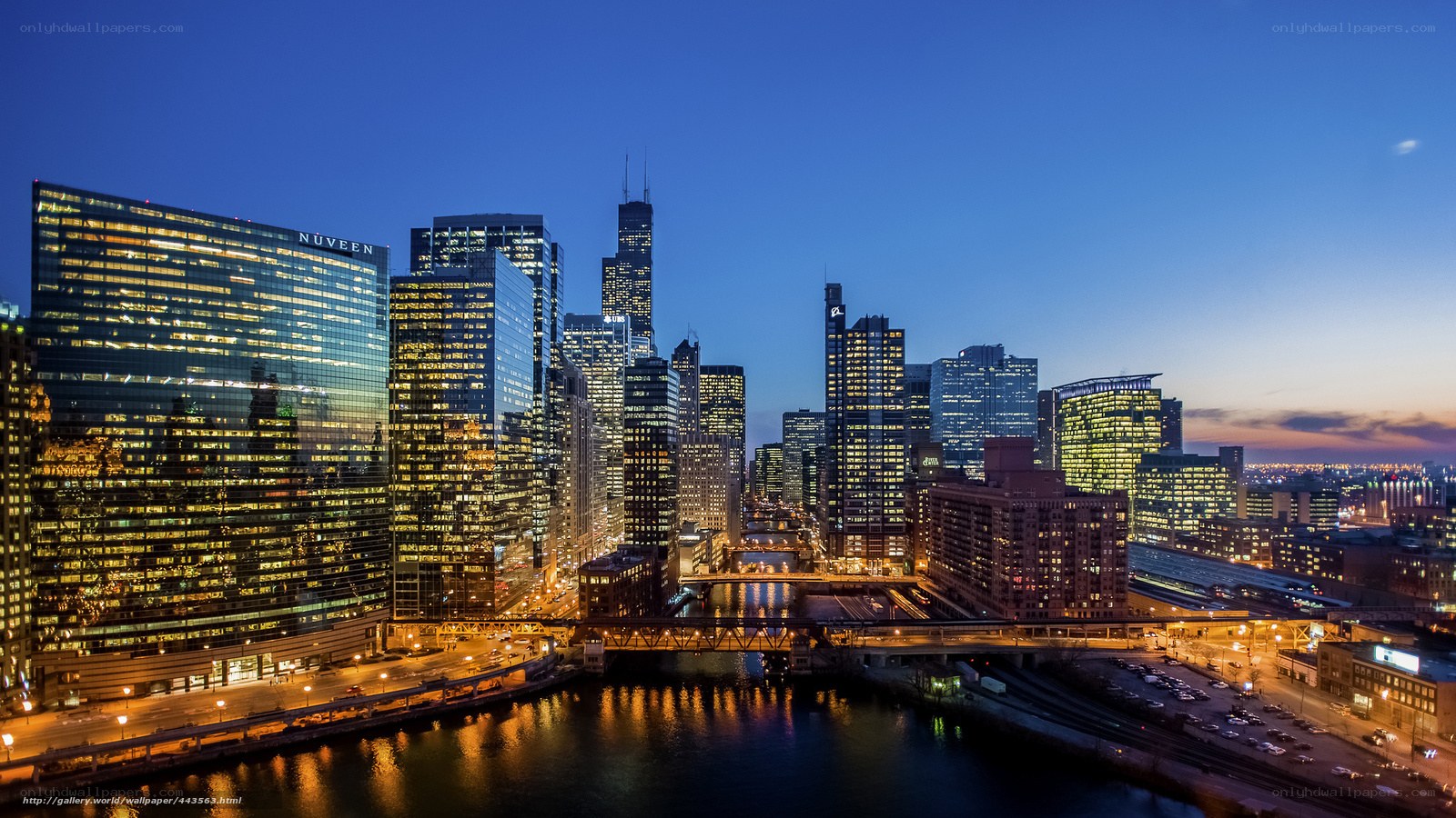 Chicago skyline at dusk