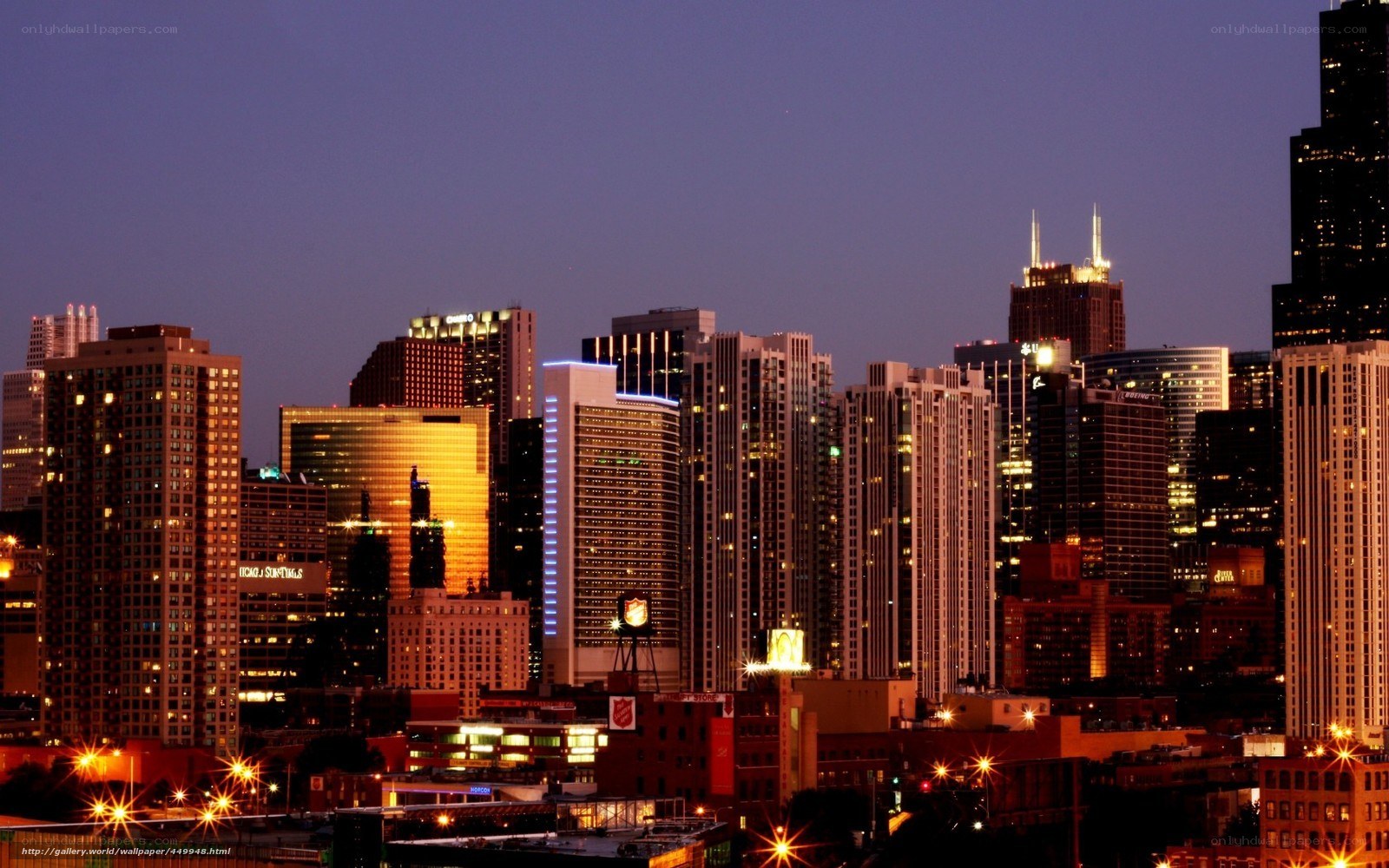 Chicago skyline at dusk