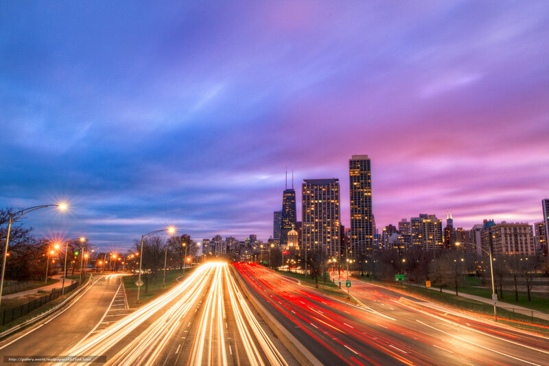 Chicago skyline at dusk