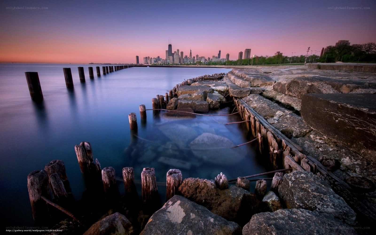 Chicago skyline at dusk