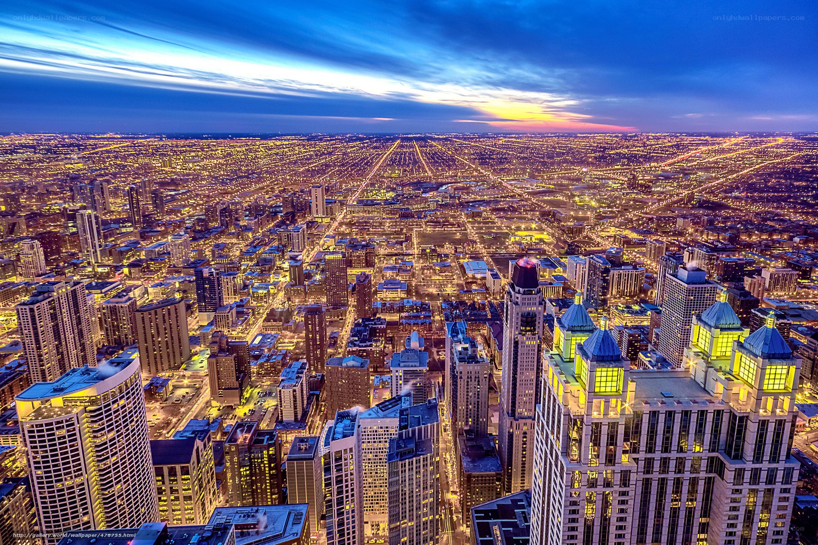 Chicago skyline at dusk