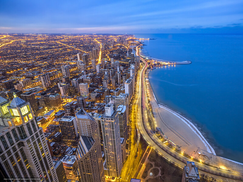 Chicago skyline at dusk