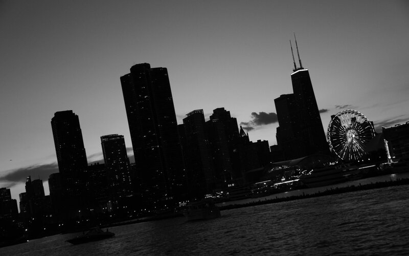 Chicago Skyline at Dusk — Black