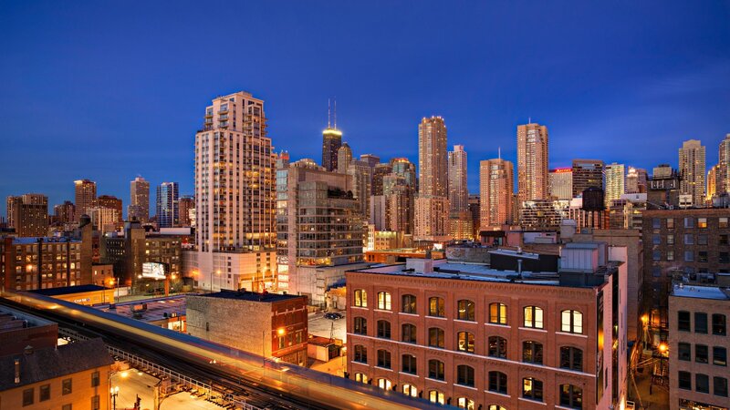 Chicago Skyline at Dusk — Blue, Calm, Night