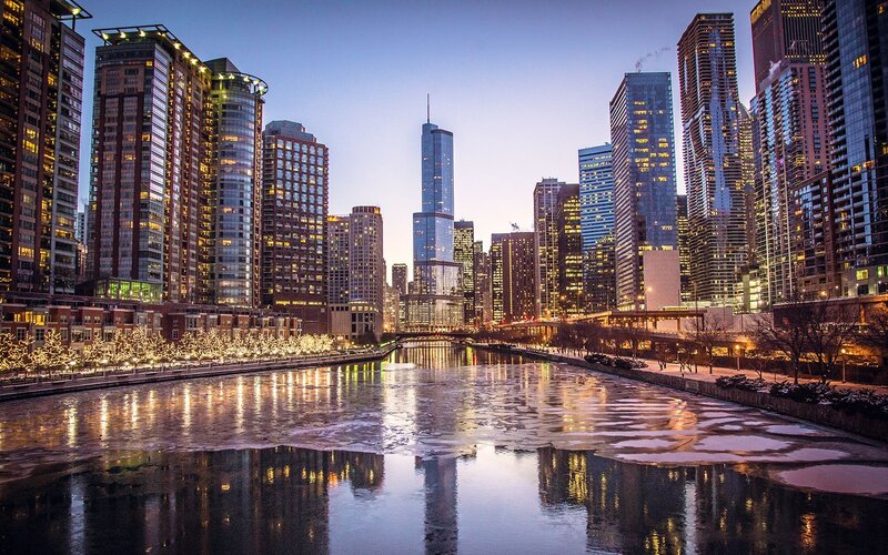 Chicago Skyline at Dusk — Blue, Calm