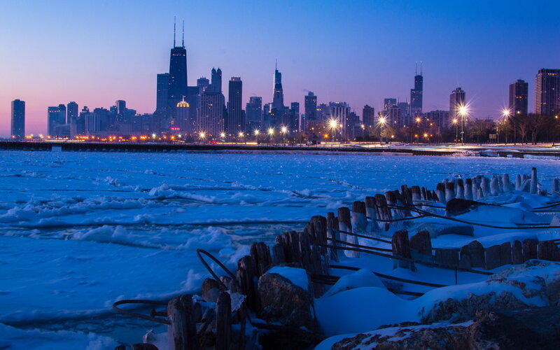 Chicago Skyline at Dusk — Blue, Cold