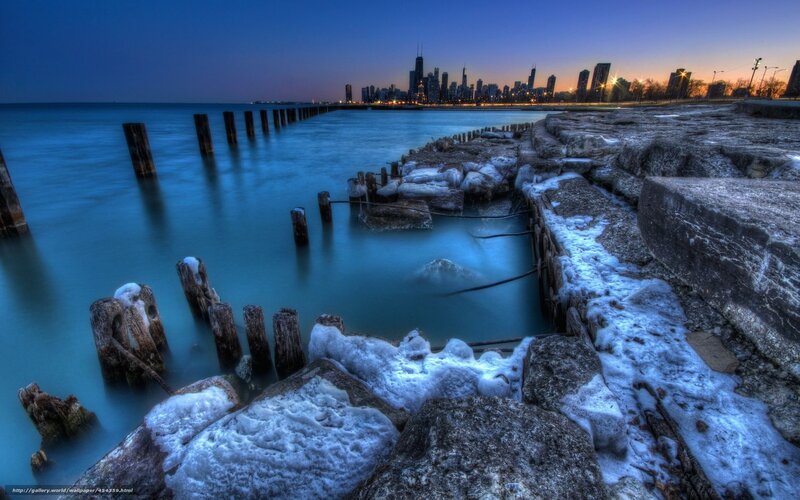 Chicago Skyline at Dusk — Blue, Dramatic, Night, Photograph, City Skyline