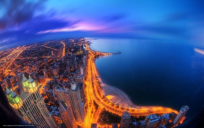 Chicago Skyline at Dusk — Blue, Dramatic, Night, Photograph, City