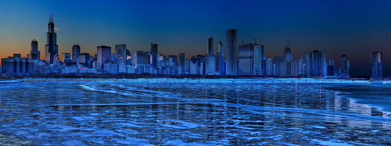 Chicago Skyline at Dusk — Blue, Dramatic, Night