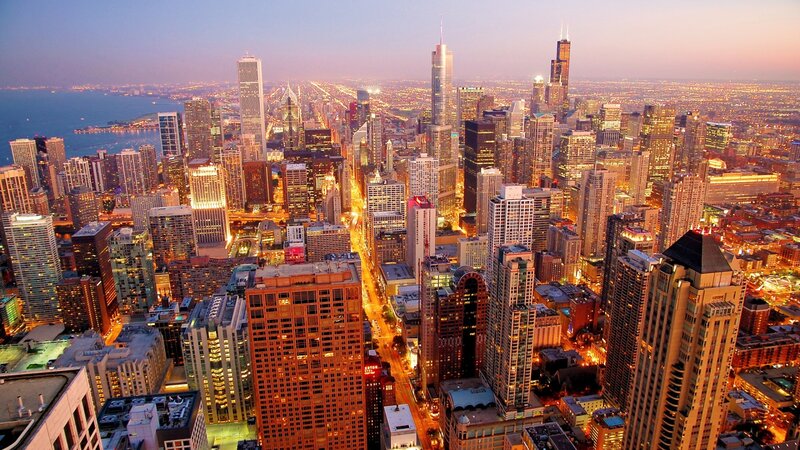 Chicago Skyline at Dusk — Orange
