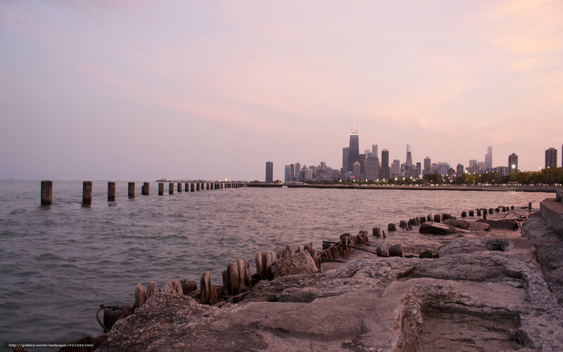 Chicago Skyline at Dusk — Pink