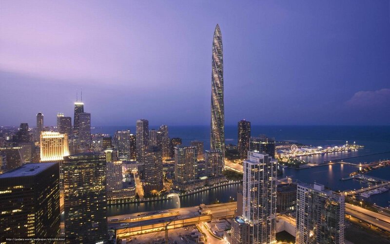 Chicago Skyline at Dusk — Purple, Serene, Night