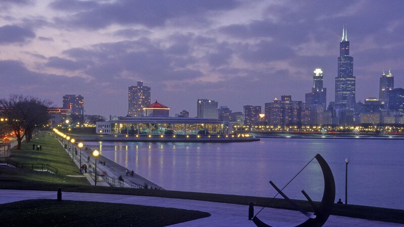 Chicago Skyline at Dusk — Purple, Serene