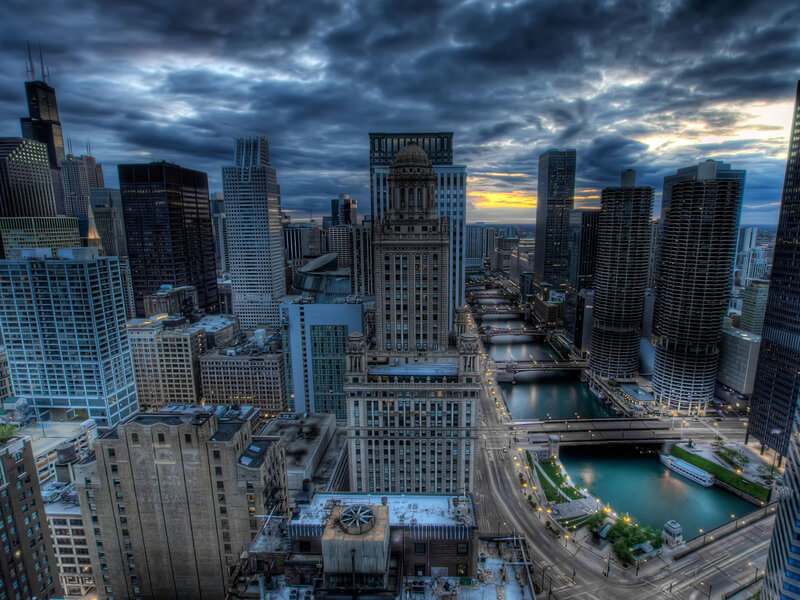 Chicago Skyline at Dusk — River