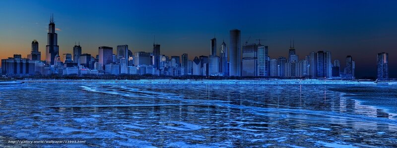 Chicago skyline at dusk