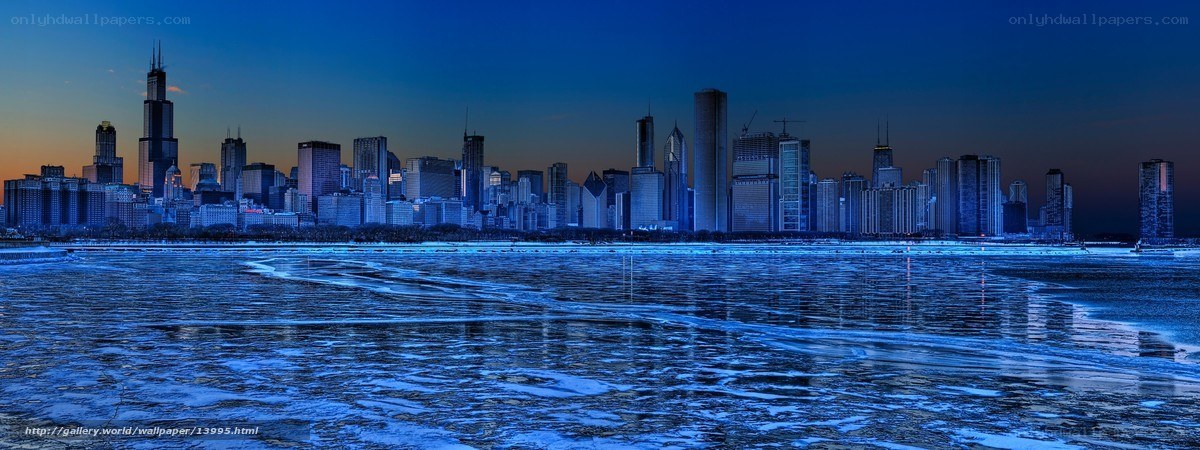 Chicago skyline at dusk